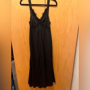 Black Lace Trim Slip Dress